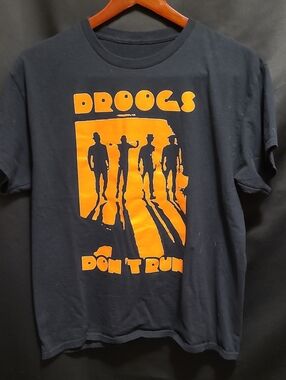 Droogs Don't Run Graphic T‑Shirt - Black with Orange Print